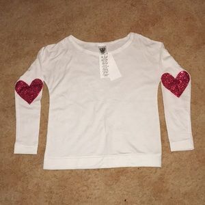 Sequin heart elbow patch shirt